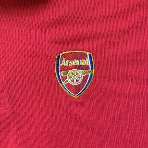 Arsenal FC Futbol UEFA Polo Shirt Men Medium Red Soccer Premier League Logo - Picture 5 of 9